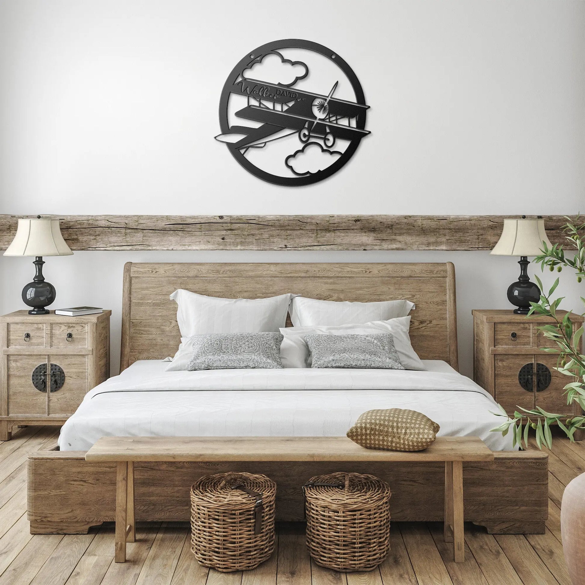 Boys Biplane Bedroom Metal Sign - Personalized, Airplane Wall Art, Airplane Nursery Art teelaunch
