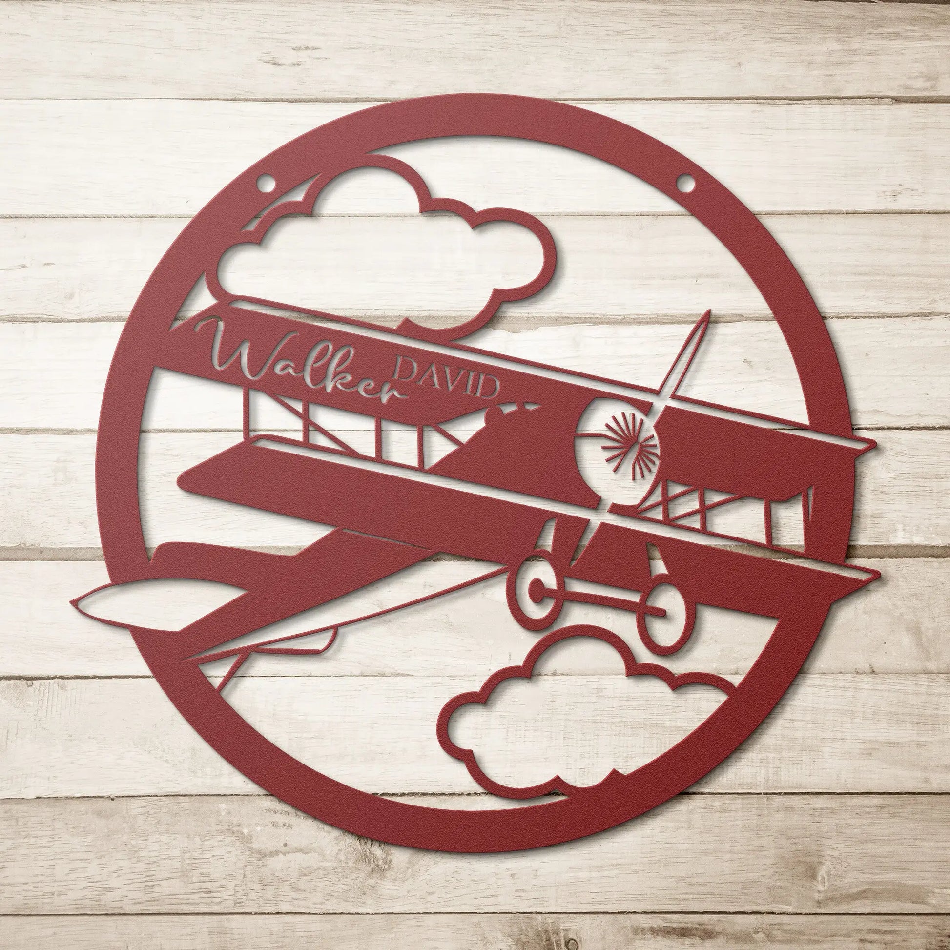 Boys Biplane Bedroom Metal Sign - Personalized, Airplane Wall Art, Airplane Nursery Art teelaunch