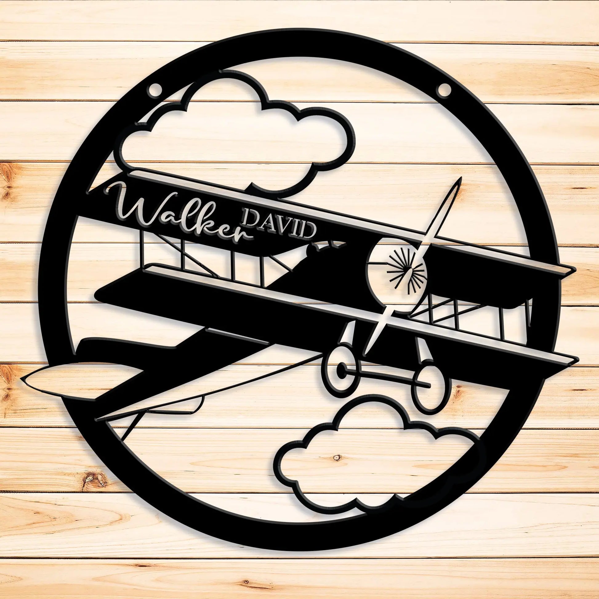 Boys Biplane Bedroom Metal Sign - Personalized, Airplane Wall Art, Airplane Nursery Art teelaunch