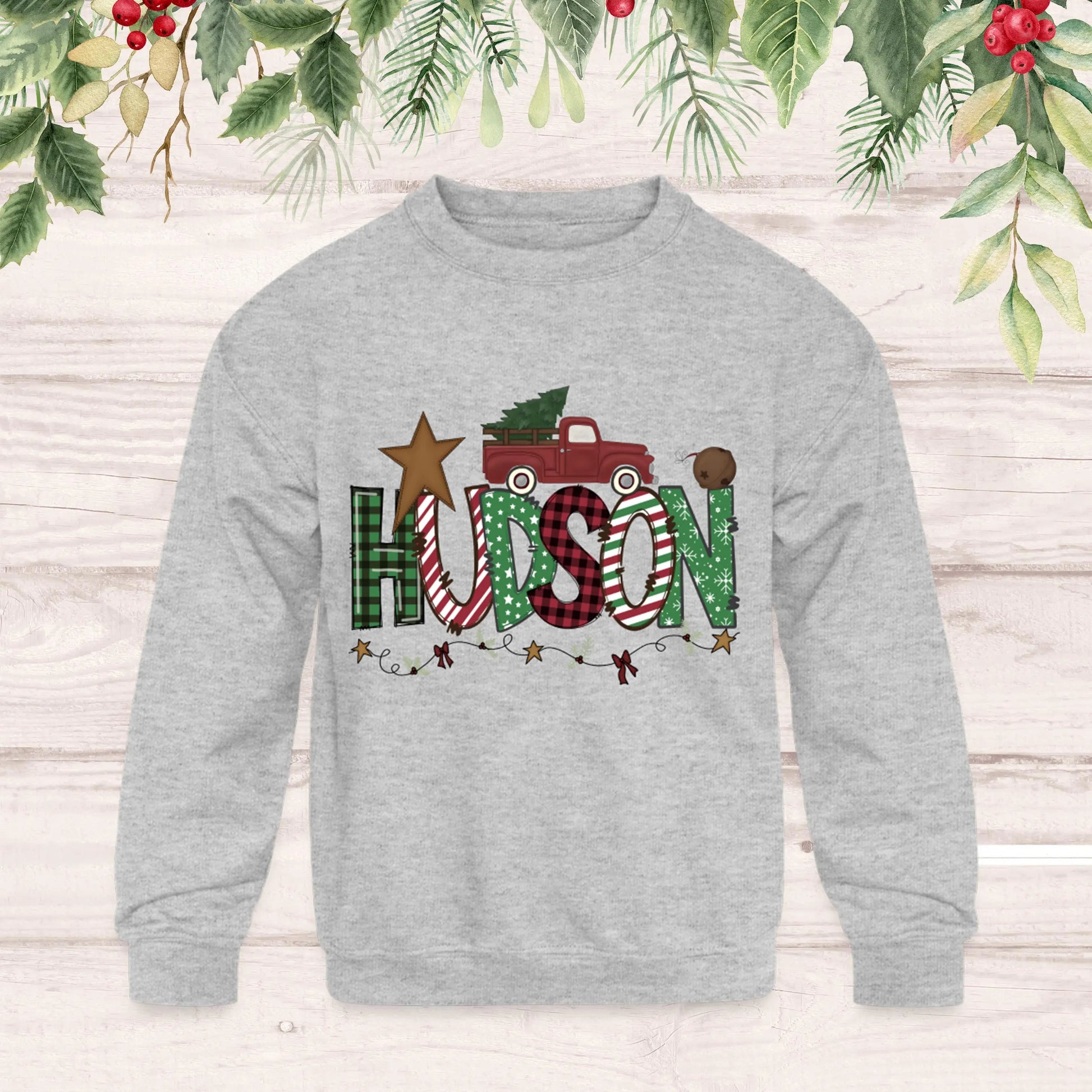 Boys Name Christmas Sweatshirt - Personalized Sweatshirt SPOD