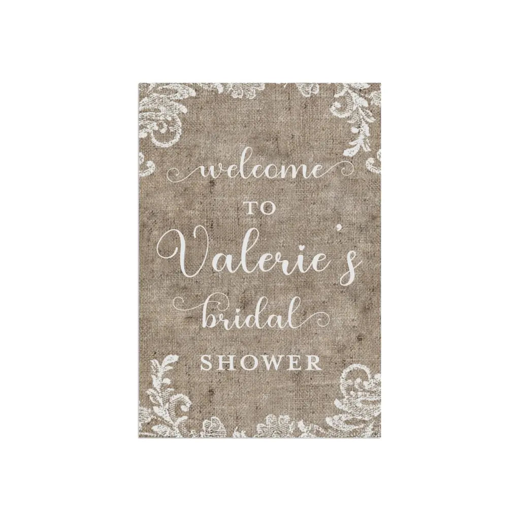 Bridal Shower Wedding Burlap and Lace Garden Flag - Personalized Printify