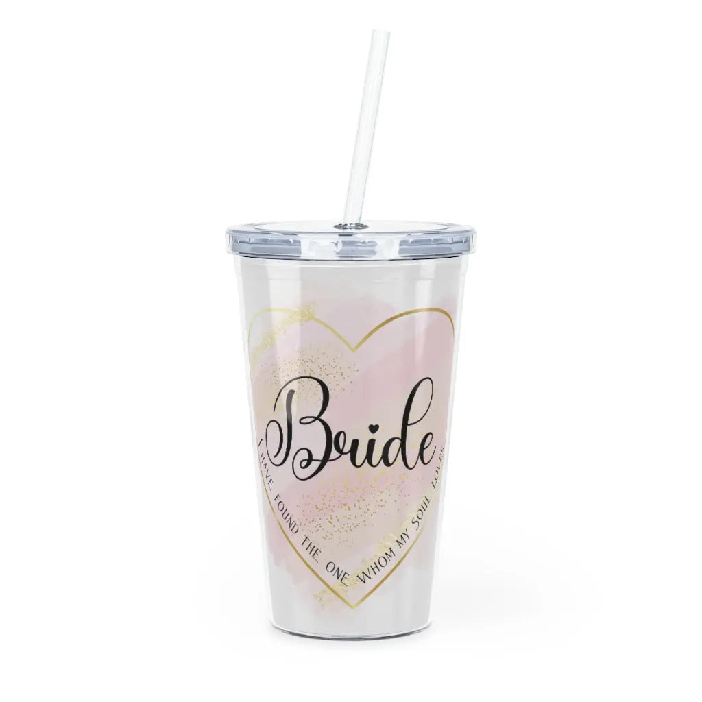 Bride Plastic Water Tumbler with Straw Printify