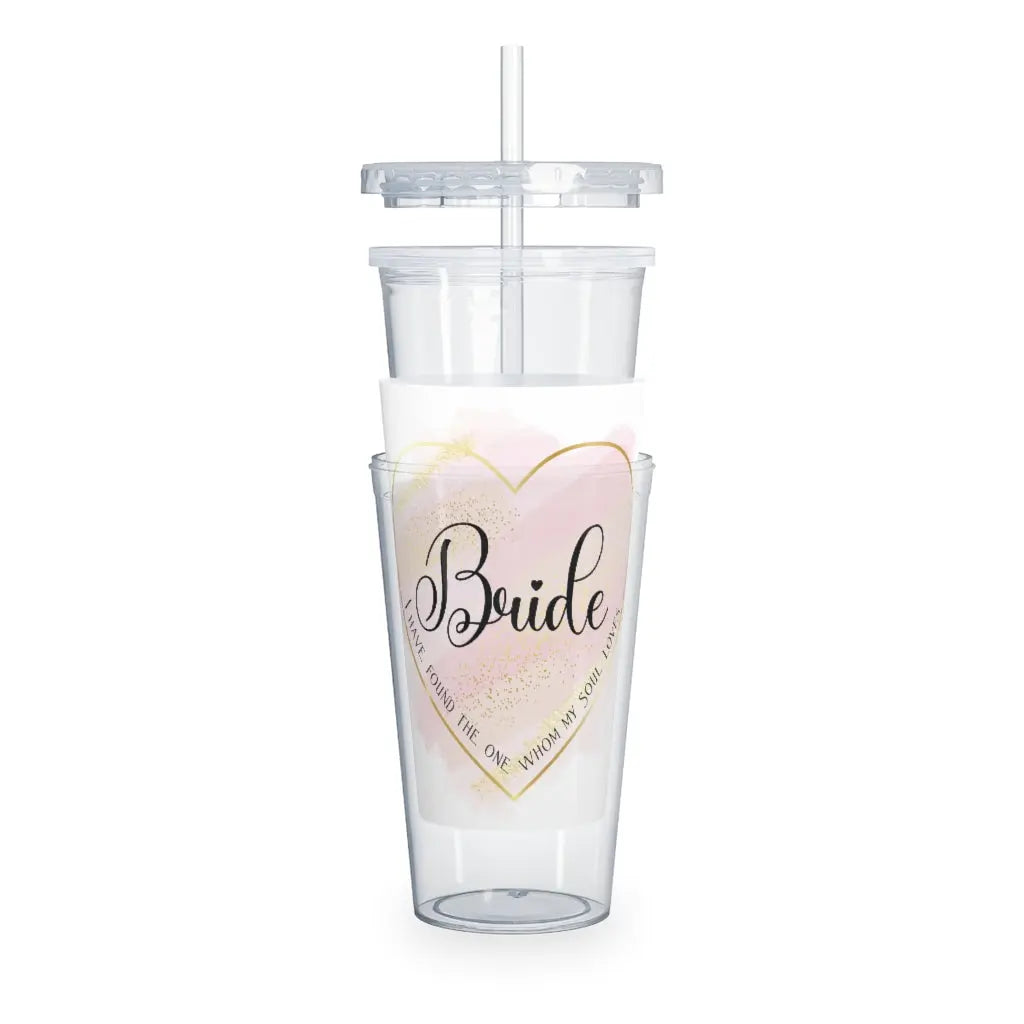 Bride Plastic Water Tumbler with Straw Printify