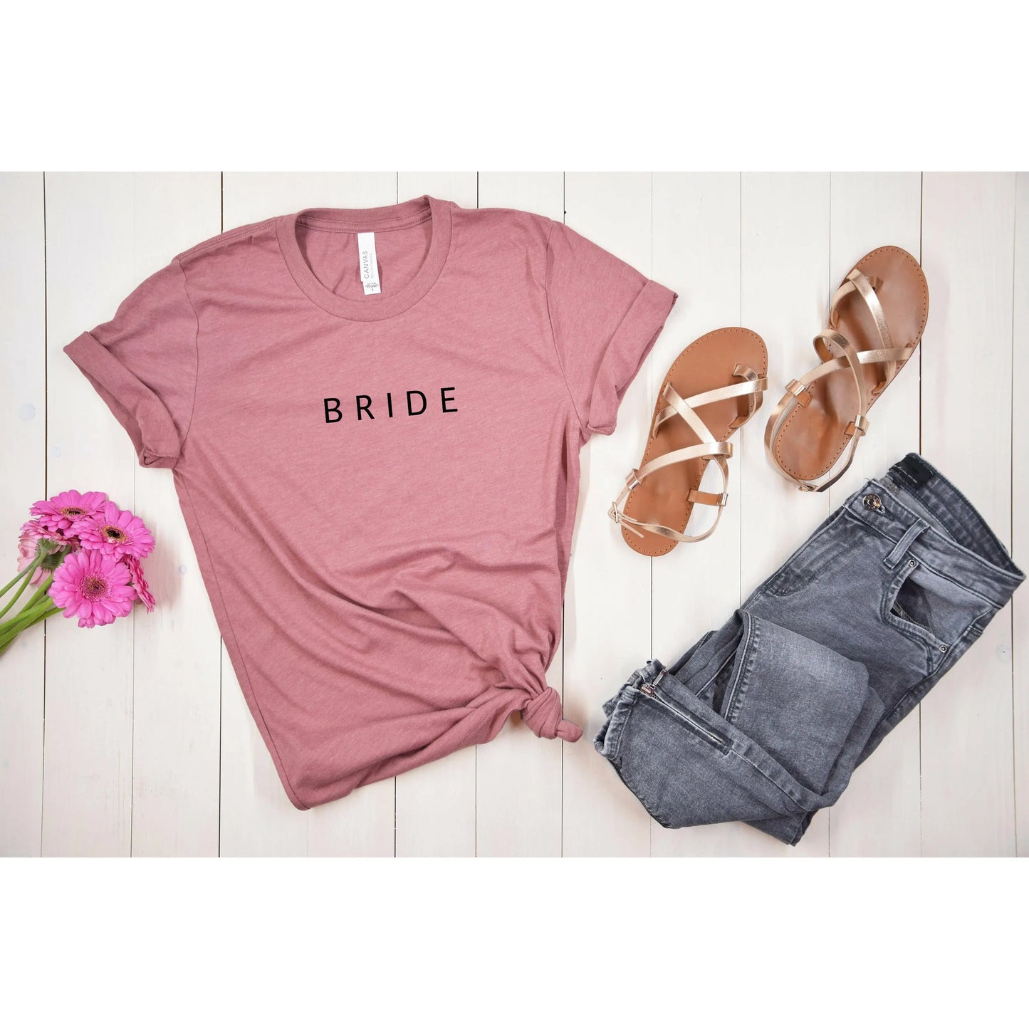 Bride Simple Text Tshirt | Bridesmaid Getting Ready Outfit, Bridesmaid Shirts, Bridesmaid Gift, Bridal Party Shirt Printify