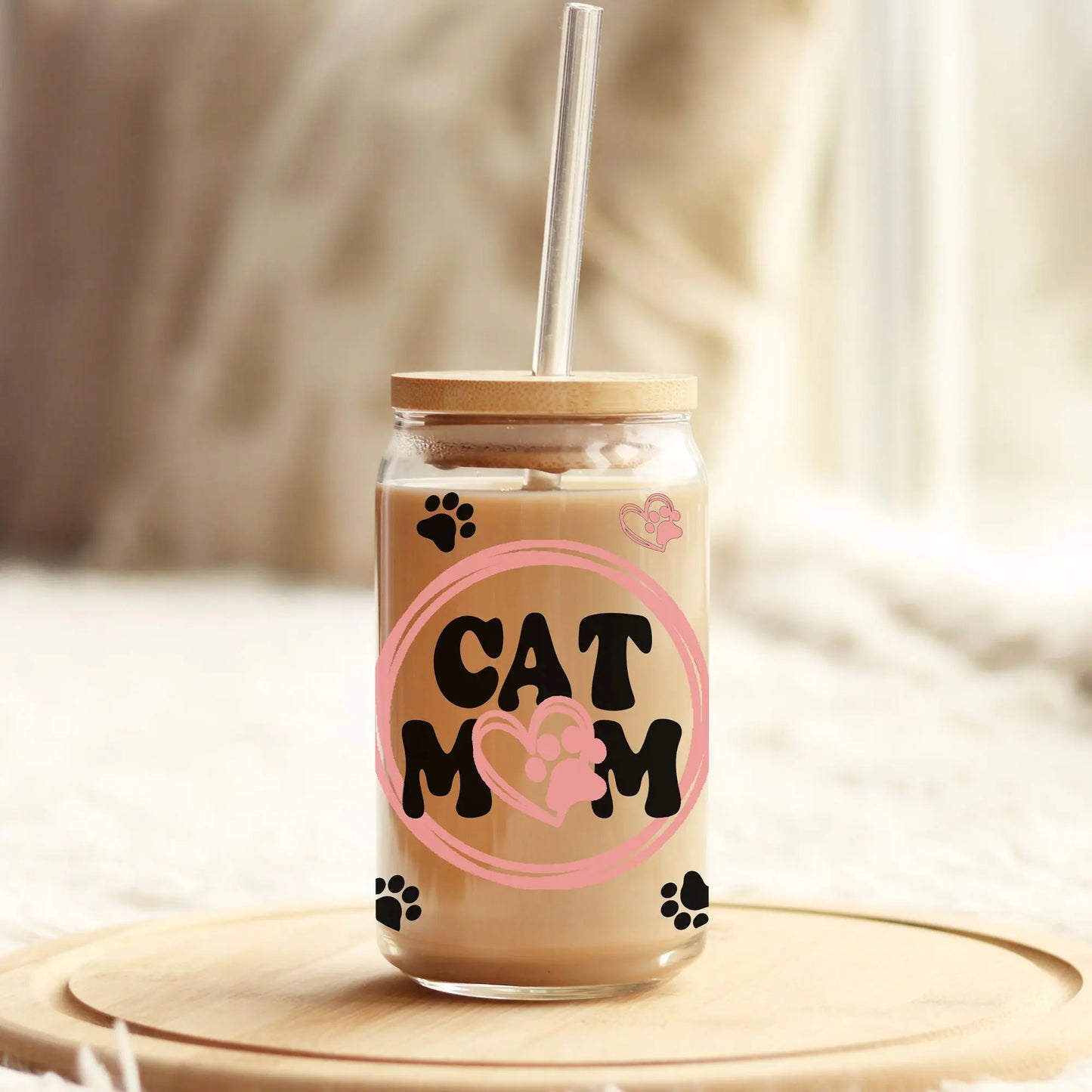 Cat Mom | Coffee Glass | Iced Coffee Glass Amazing Faith Designs