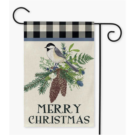 Chickadee Christmas Garden Flag Amazing Faith Designs