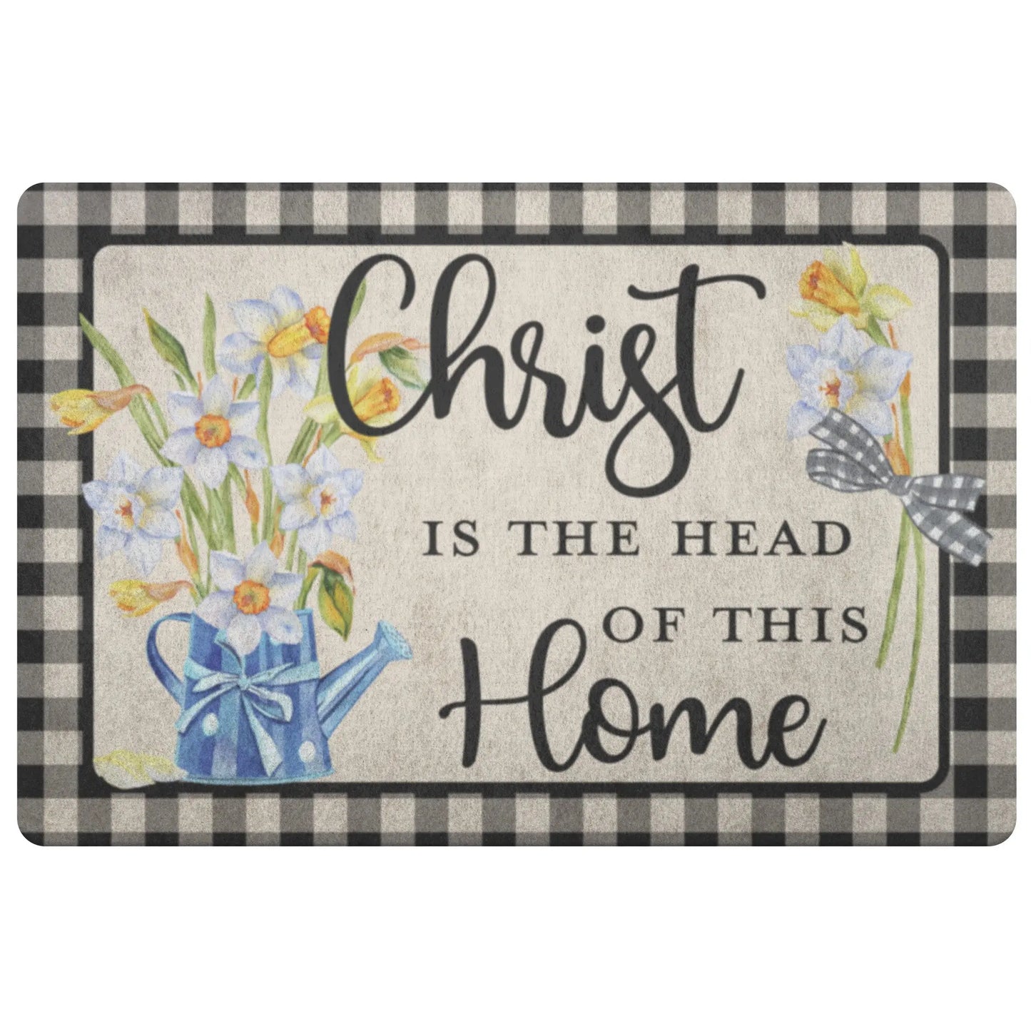 Christ is the Head of this Home Doormat, Daffodils Kitchen Mat, Christian Doormat teelaunch