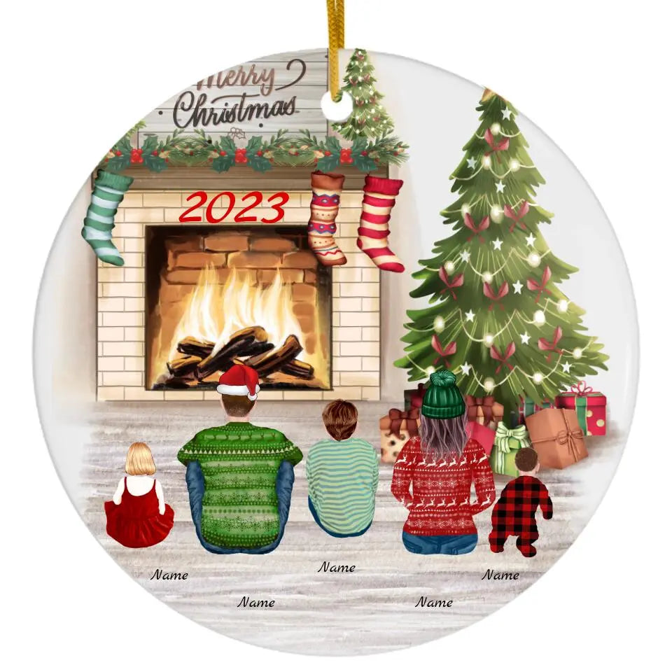 Christmas Family Ornament - Up to 3 Children 2023 Printify