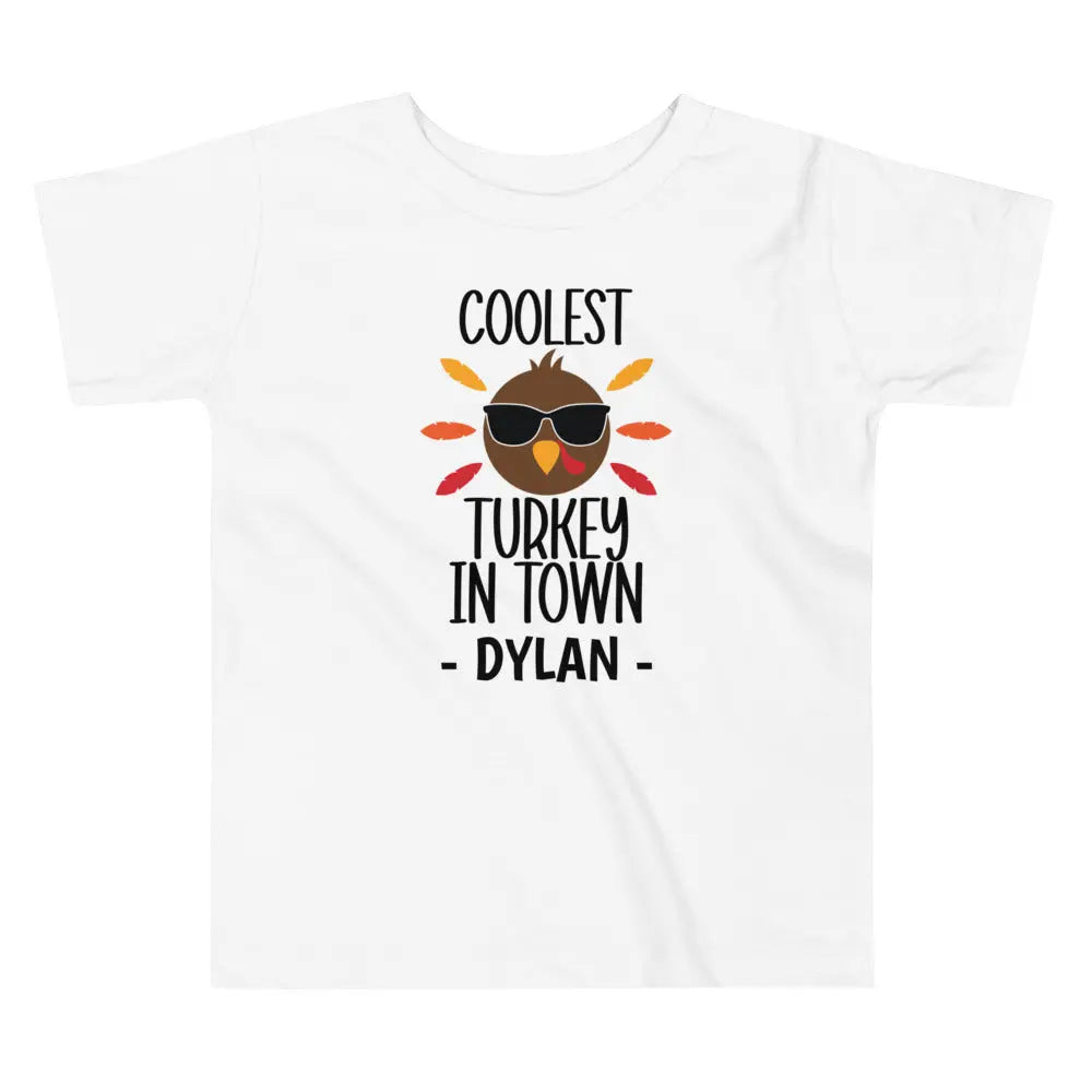 Coolest Turkey Toddler Short Sleeve Tee, Thanksgiving Tshirt, Personalized Amazing Faith Designs