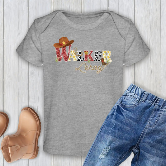 Cowboy Personalized Organic Baby T-Shirt SPOD