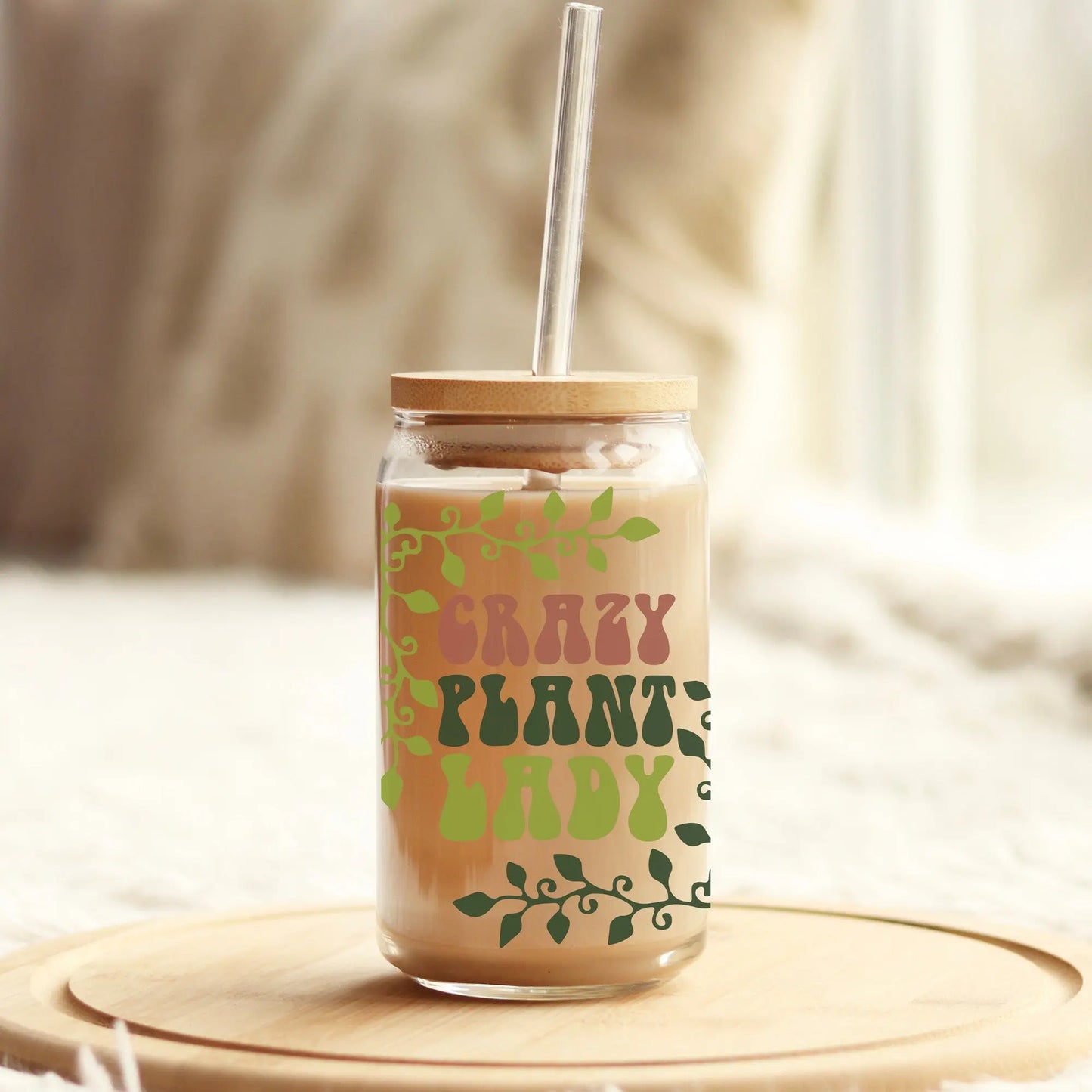 Crazy Plant Lady | Coffee Glass | Iced Coffee Glass | Gardener Gift Amazing Faith Designs