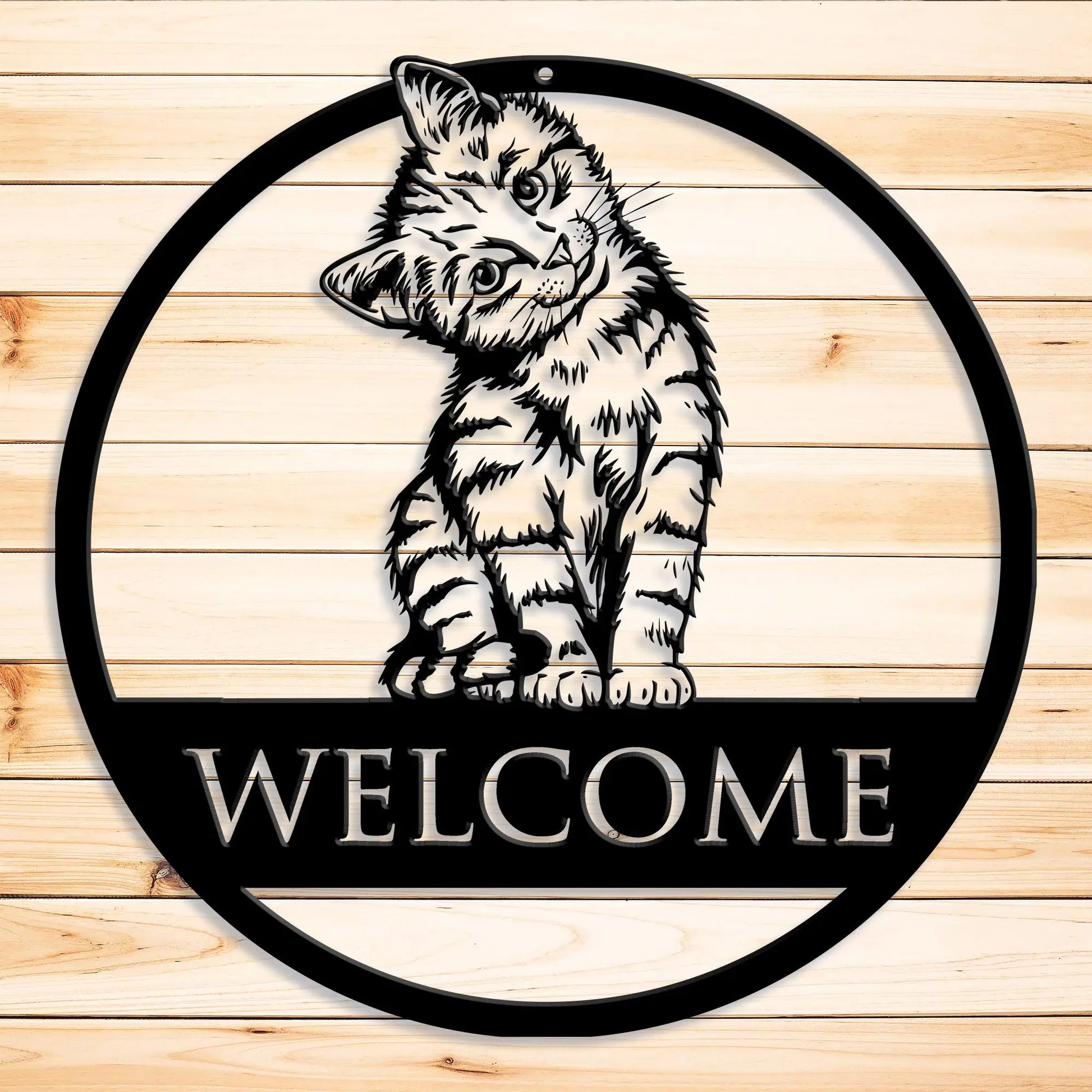 Custom Cat Metal Sign, Kitten Welcome Sign, Personalized Metal Sign - 6 Possible Designs teelaunch