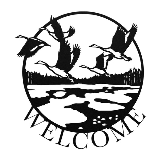 Ducks Wilderness Welcome Metal Sign, Welcome to the Lake sign, Lake Metal Art teelaunch