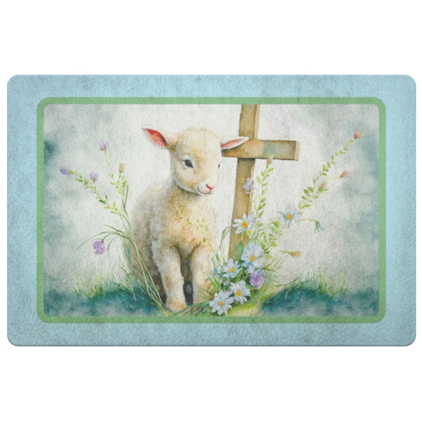Easter Lamb Door Mat, Easter Welcome Mat, Spring Door Mat, Christian Easter Decor teelaunch
