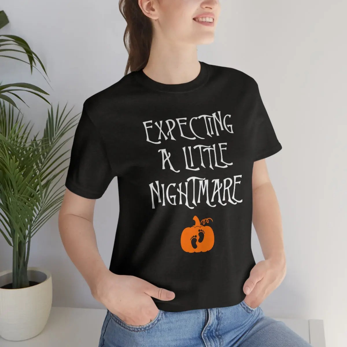 Expecting a Little Nightmare Tee, Halloween Pregnancy Shirt, Pregnancy Announcement Tee, Cute Maternity Halloween Tee Printify