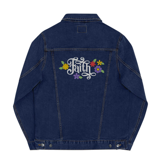 Faith Embroidered Denim Jacket Amazing Faith Designs