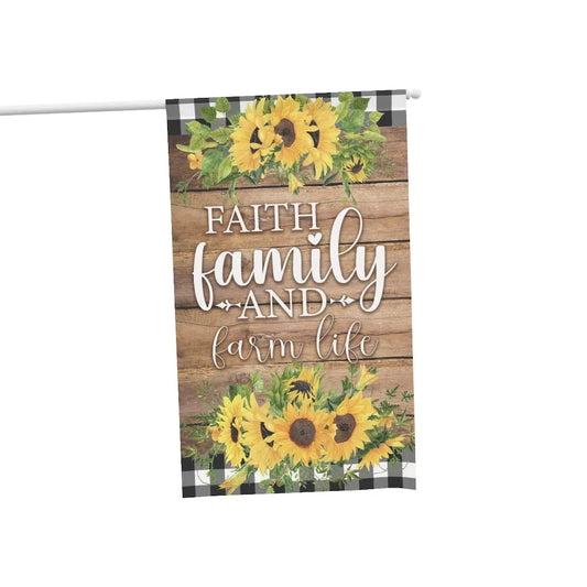Faith Family and Farm Life Sunflower House Flag Banner | 3 x 5 Printify