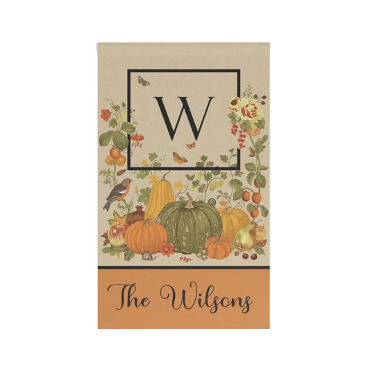 Fall Personalized  Monogram Family Name Autumn Pumpkins House Flag Banner | 3 x 5 Printify