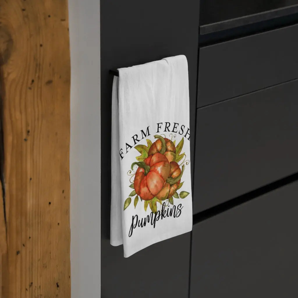 Farm Fresh Pumpkins Tea Towel, Autumn Kitchen Towel, Fall Dish Towel Printify