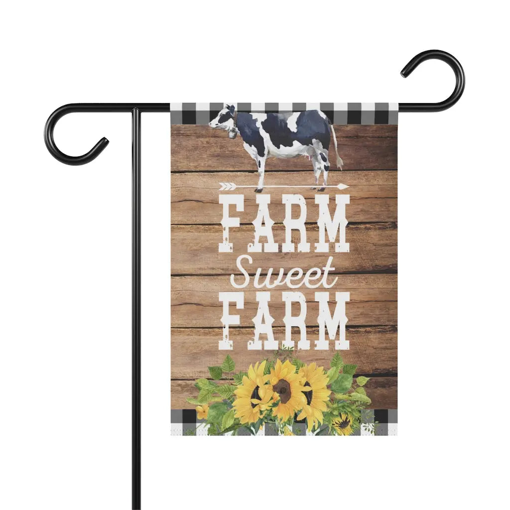 Farm Sweet Farm Cow Garden Flag Printify