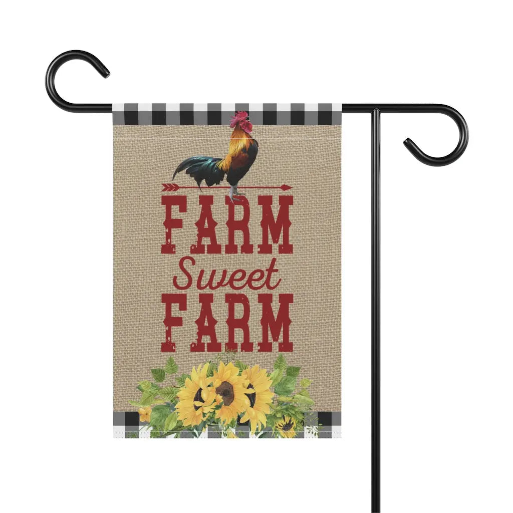 Farm Sweet Farm Rooster Garden Flag Printify
