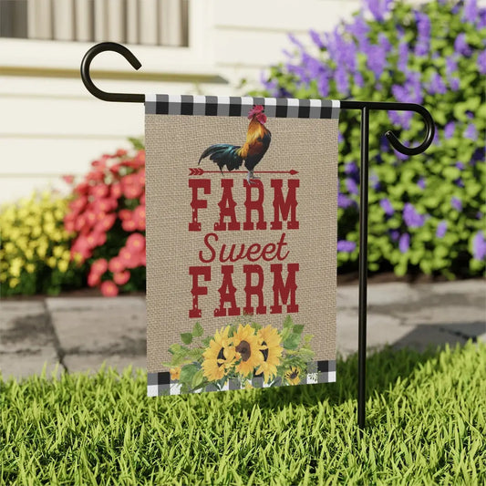 Farm Sweet Farm Rooster Garden Flag Printify