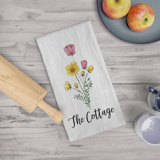 Farmhouse Wildflower Tea Towel (The Cottage) - Personalized Printify