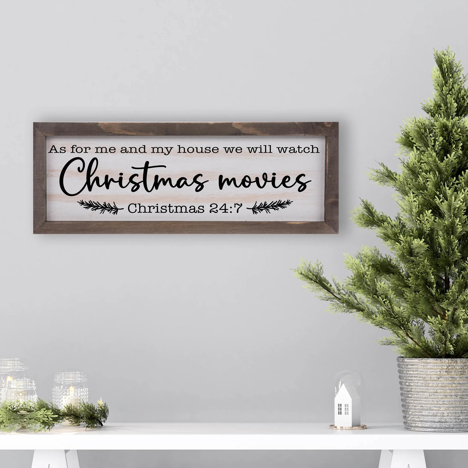 Funny Christmas Movies Rustic Whitewashed Wood Frame Sign | 5.5" x 15" Farmhouse Decor | Christmas Wood Decor amazingfaithdesigns