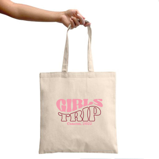 Girls Trip Canvas Tote Bags | Personalized, Vacation Tote, Friends Trip, Summer Vacation Amazing Faith Designs