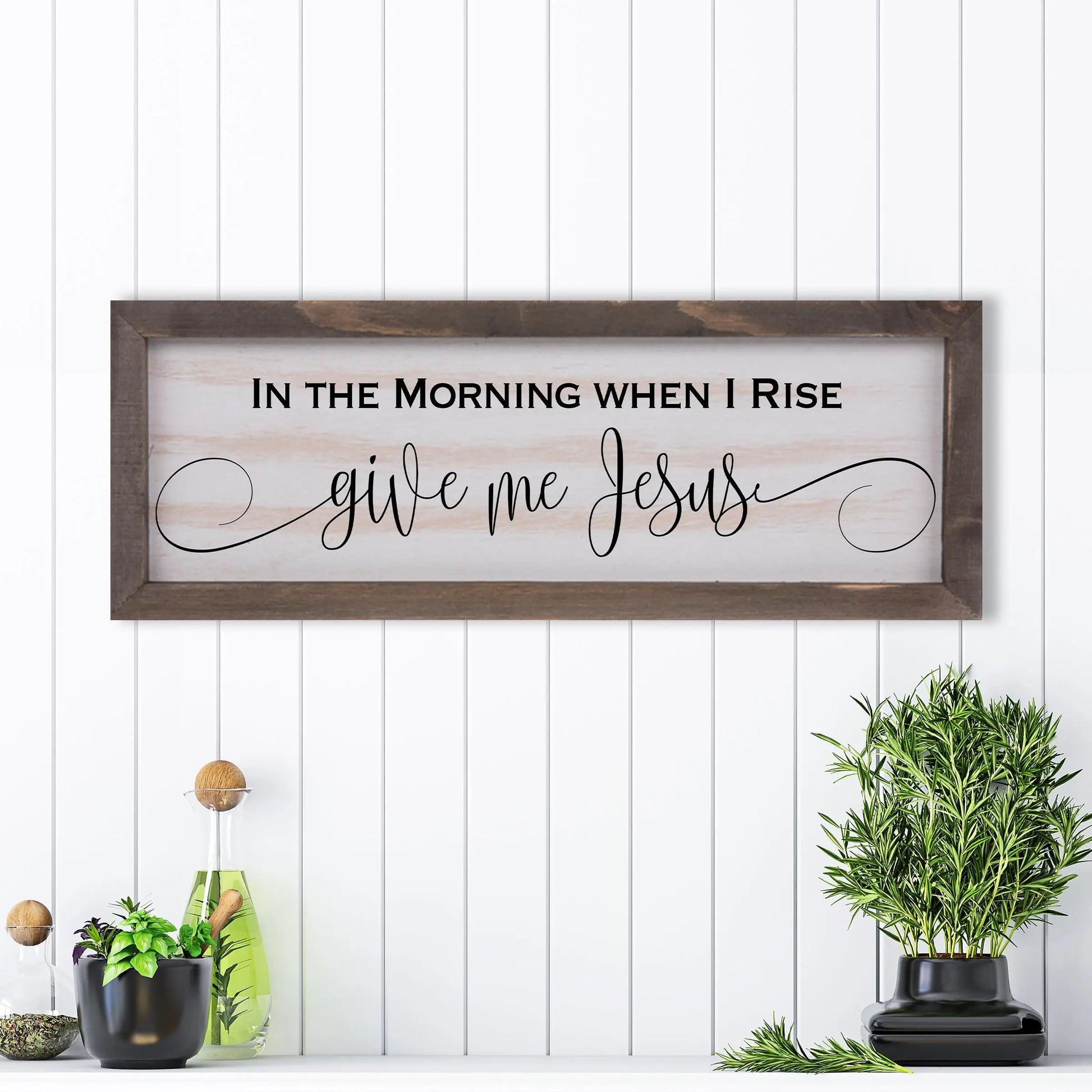 Give Me Jesus Rustic Whitewashed Wood Frame Sign | 5.5" x 15" Farmhouse Decor | Christian Wood Decor amazingfaithdesigns