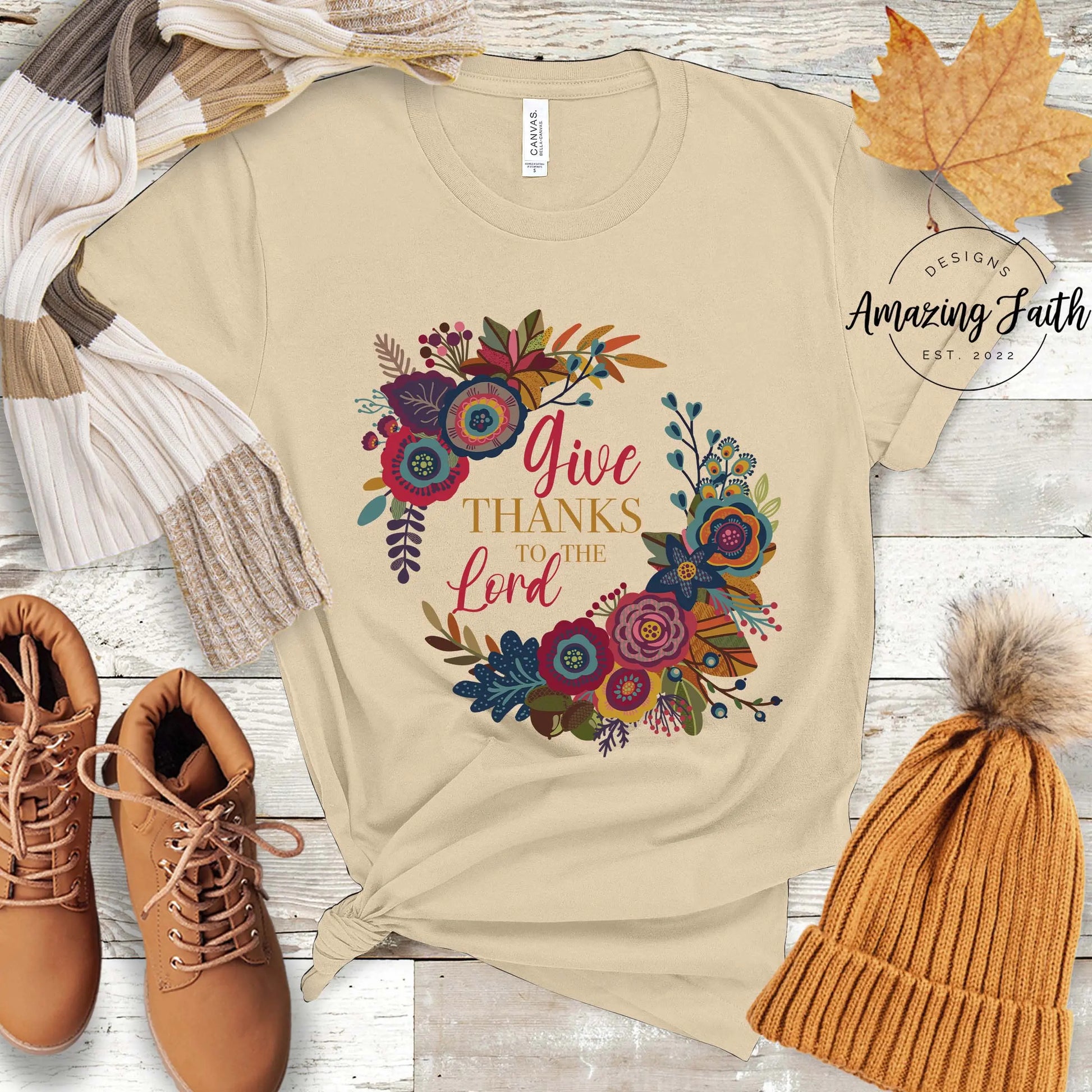Give Thanks to the Lord T-shirt, Thanksgiving Tee Amazing Faith Designs