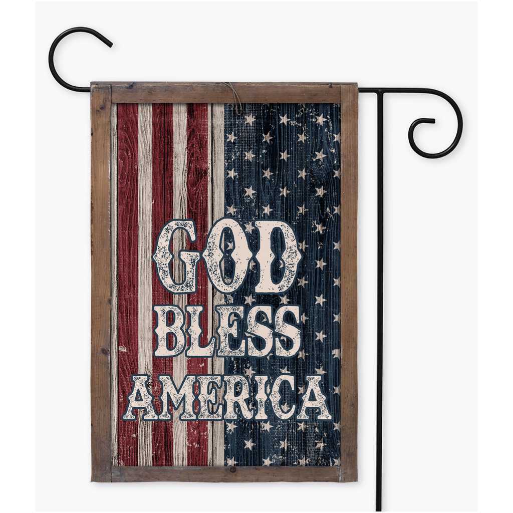 God Bless America Rustic Garden Flag Amazing Faith Designs
