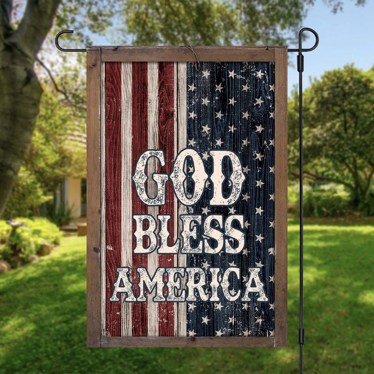 God Bless America Rustic Garden Flag Amazing Faith Designs