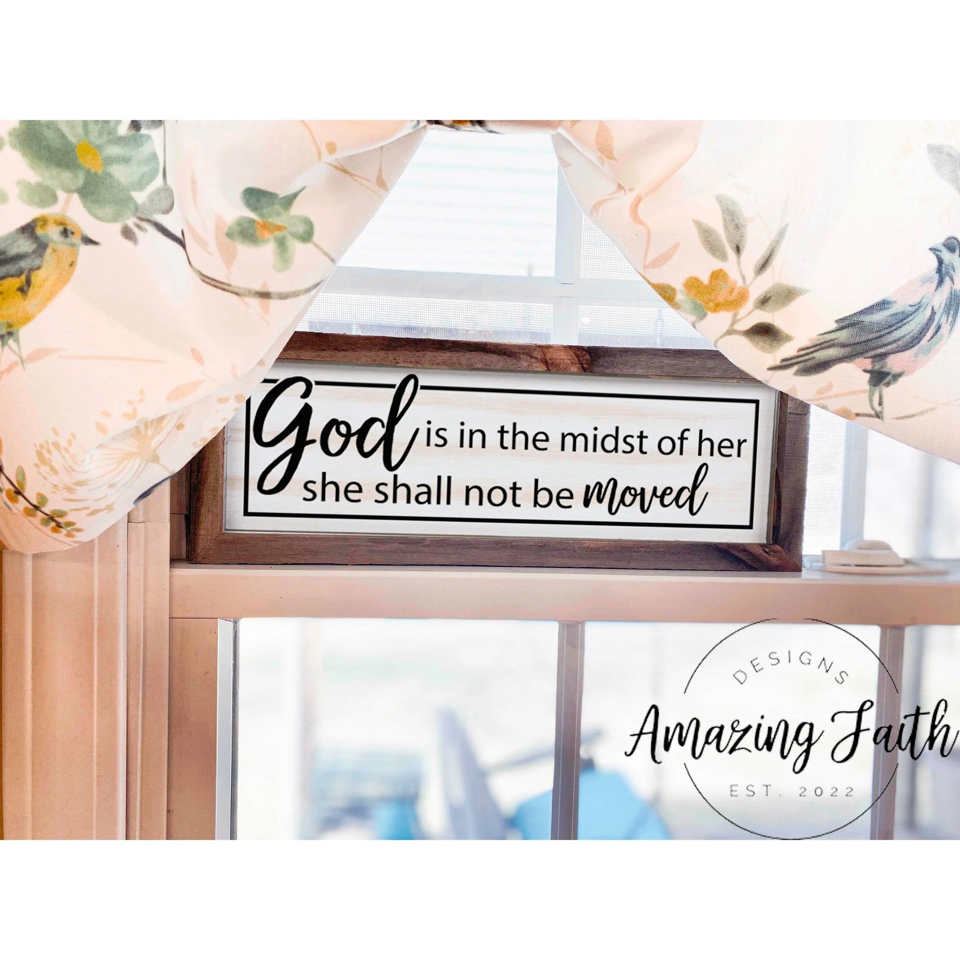 God is in the Midst of Her She Shall Not Be Moved Rustic Whitewash Wood Frame Sign | 5.5" x 15" Farmhouse Decor | Teen Girl, Daughter, Dorm Sign amazingfaithdesigns