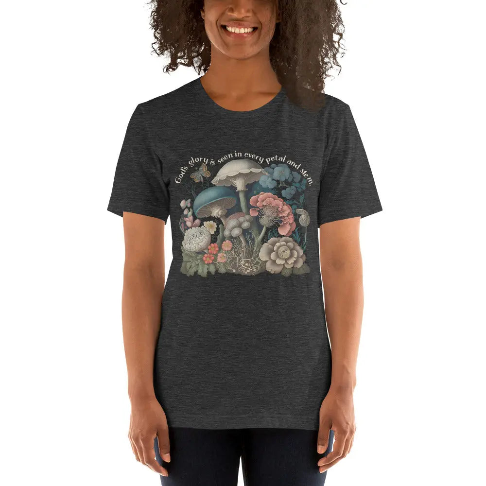 God's Glory Mushroom and Flowers Tshirt, Cottagecore Shirt, Mushroom Tshirt Amazing Faith Designs