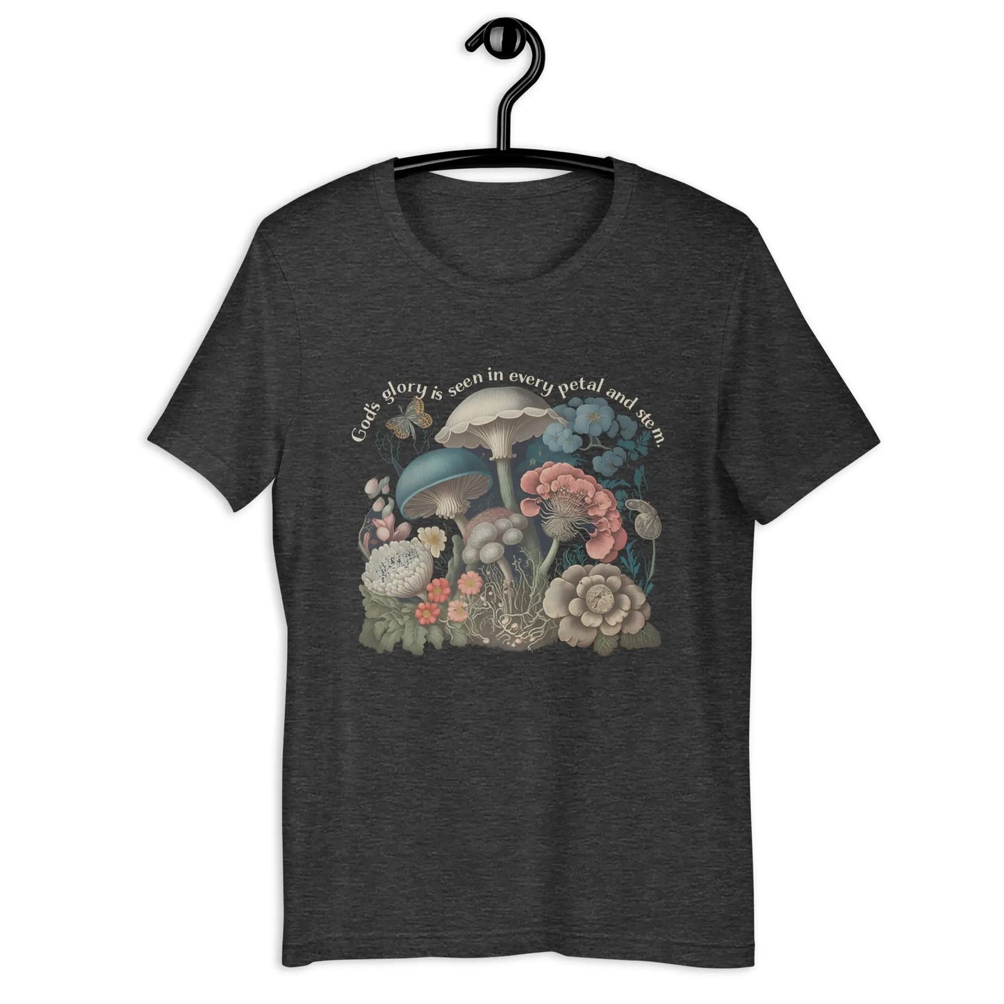 God's Glory Mushroom and Flowers Tshirt, Cottagecore Shirt, Mushroom Tshirt Amazing Faith Designs