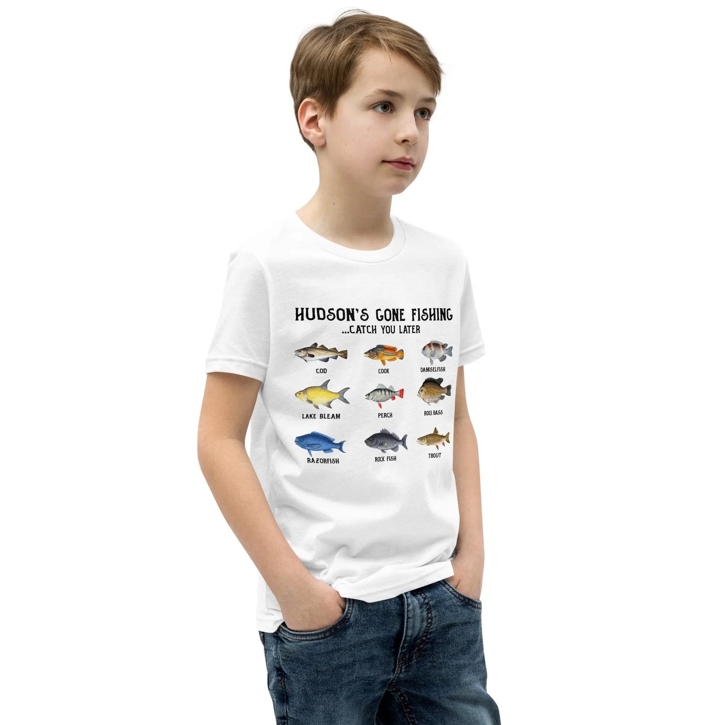 Gone Fishing Personalized Youth T-Shirt Amazing Faith Designs
