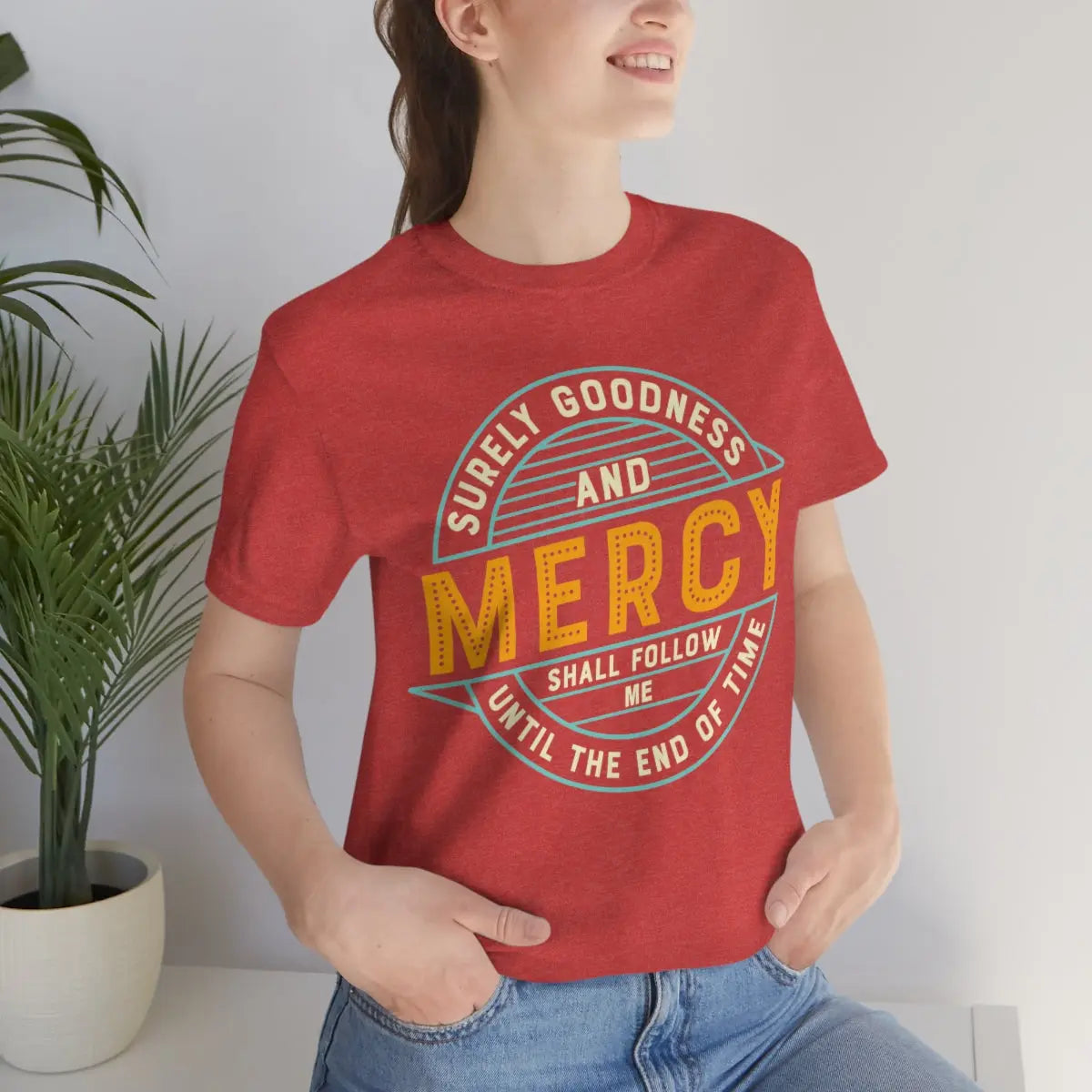 Goodness and Mercy Tee,  Psalm 23:6,  Scripture Retro T-shirt Printify