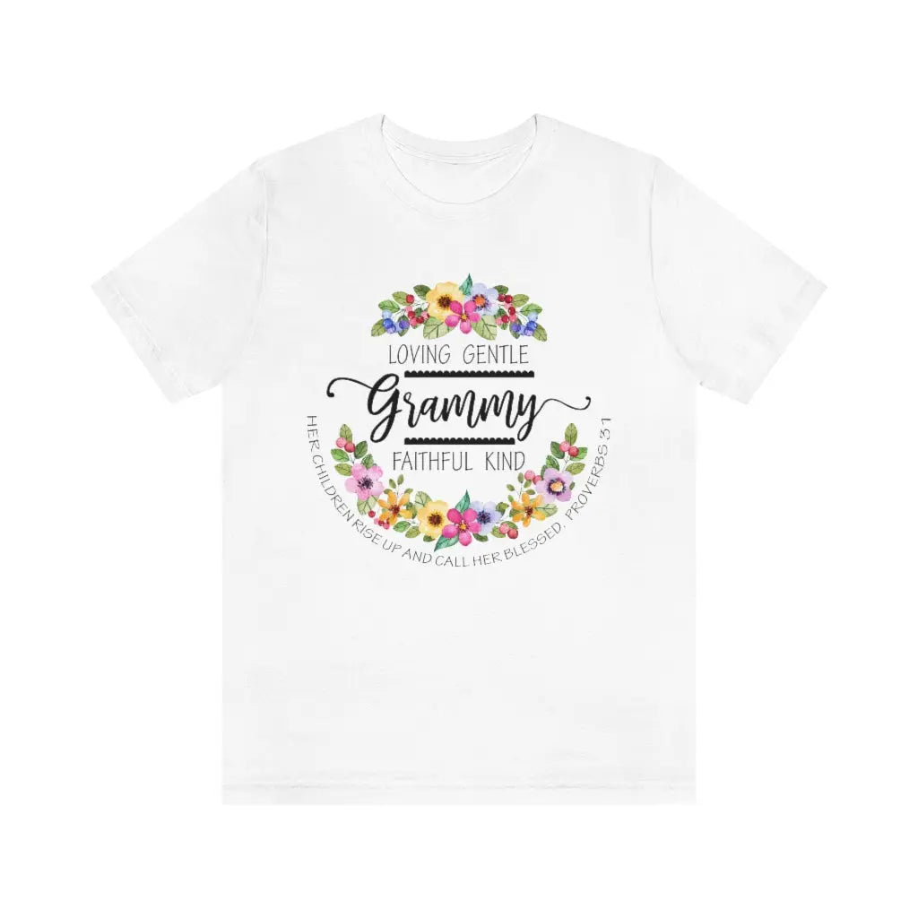 Grammy Floral Scripture Tee, Personalized Grammy shirt, Custom Grandma Shirt, Christian Faith Tee Printify