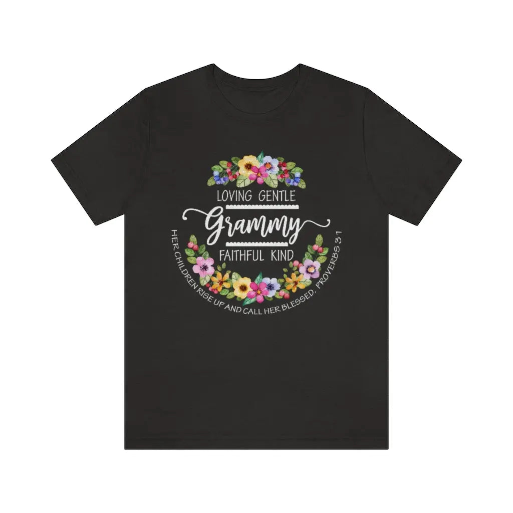 Grammy Floral Scripture Tee, Personalized Grammy shirt, Custom Grandma Shirt, Christian Faith Tee Printify