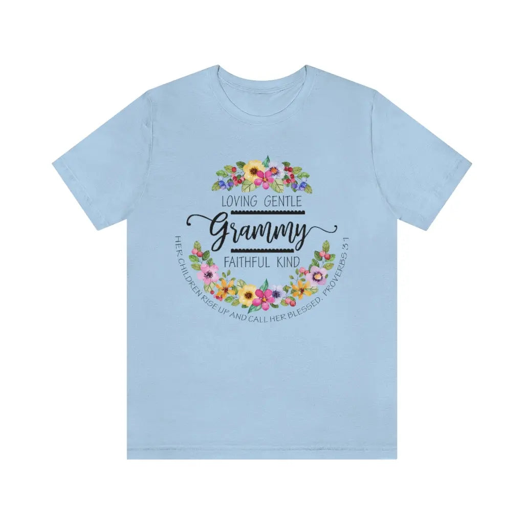 Grammy Floral Scripture Tee, Personalized Grammy shirt, Custom Grandma Shirt, Christian Faith Tee Printify