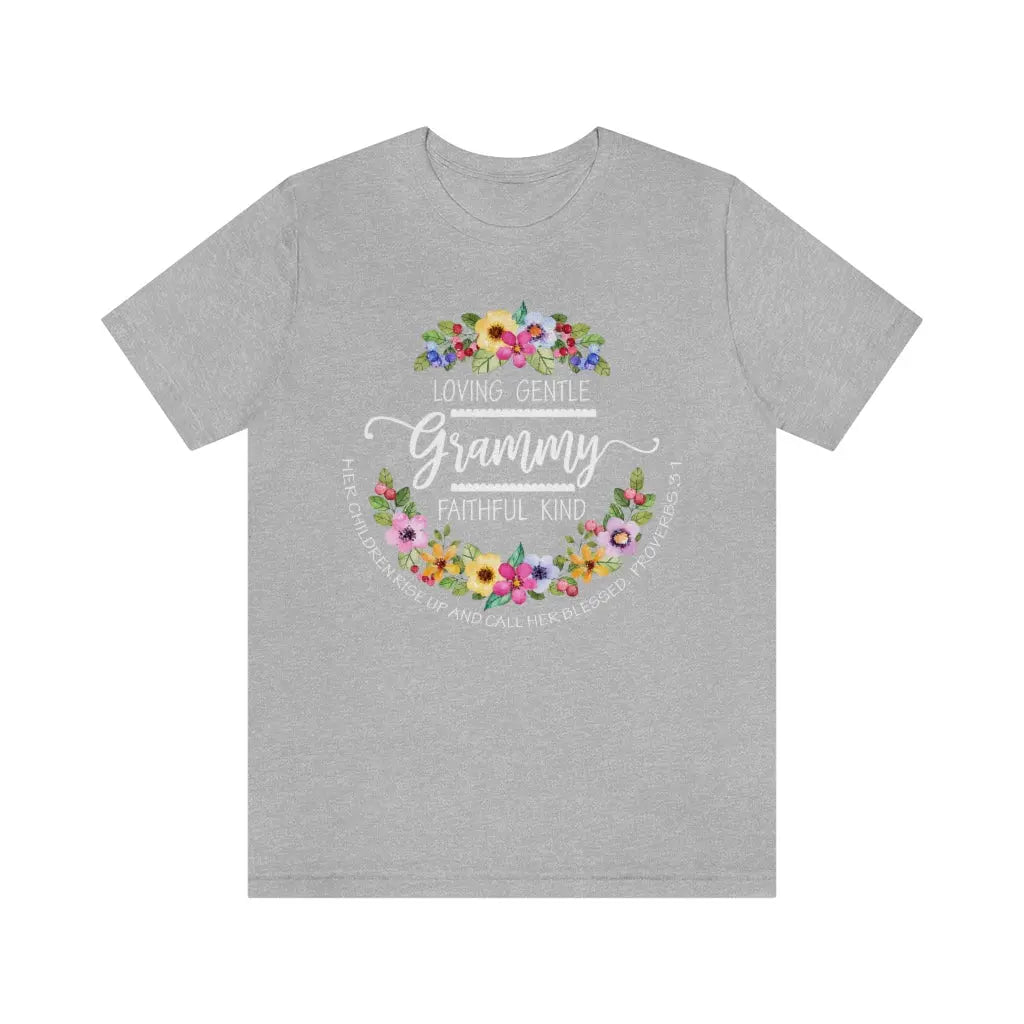 Grammy Floral Scripture Tee, Personalized Grammy shirt, Custom Grandma Shirt, Christian Faith Tee Printify