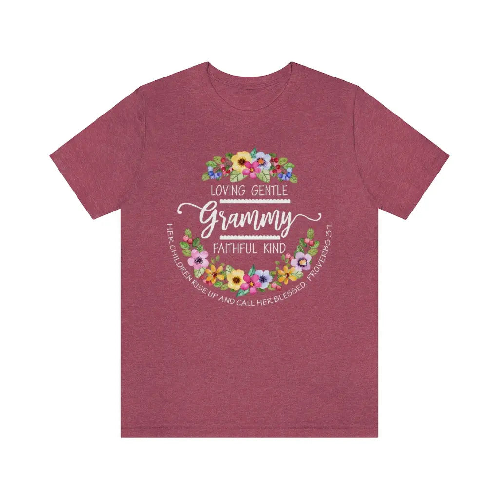 Grammy Floral Scripture Tee, Personalized Grammy shirt, Custom Grandma Shirt, Christian Faith Tee Printify