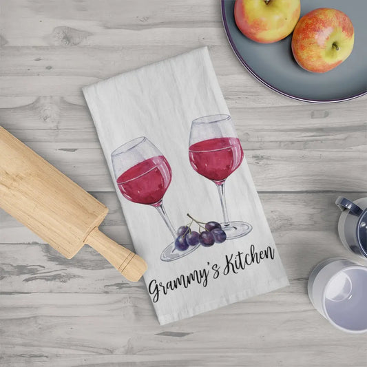 Grammy Tea Towel - red wine Printify