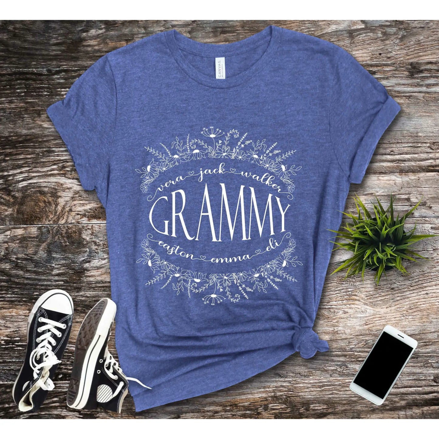 Grandma with Grandkids Personalized T-Shirt Nana Gigi Grammy Mimi Printify