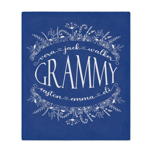 Grandma with Grandkids Plush Blanket 50 x 60 Mimi Nana Grammy Gigi Printify