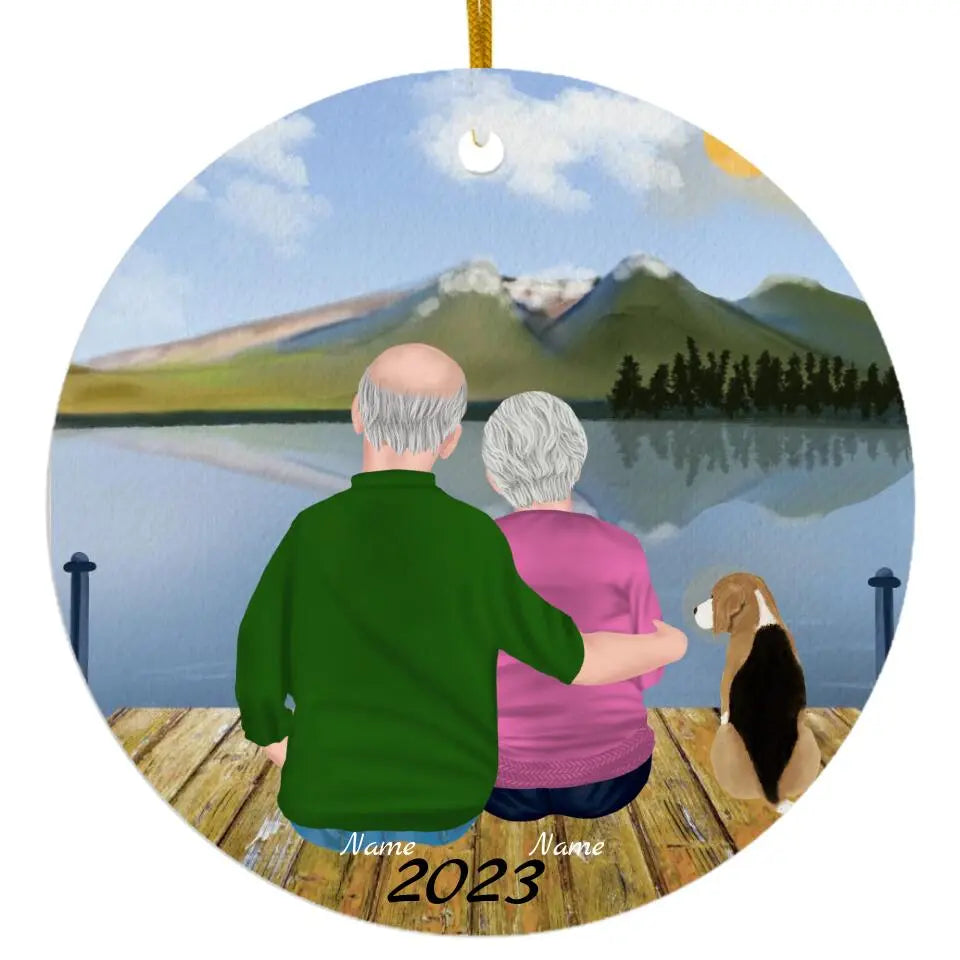 Grandparents with Optional Dog Christmas Ornament 2023 Printify