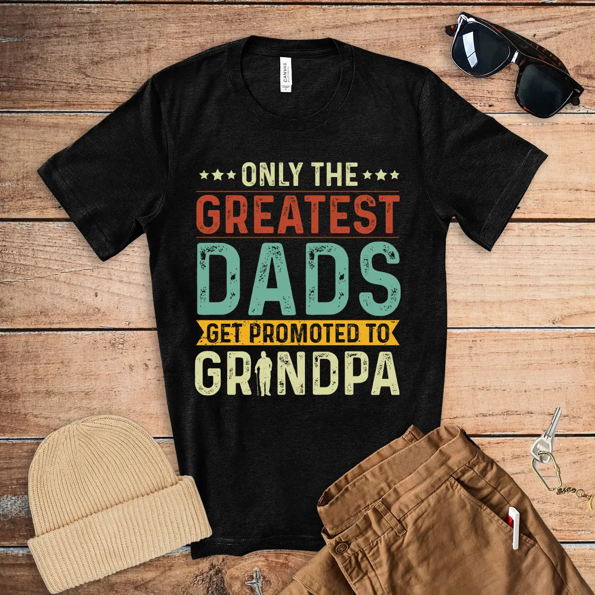 Greatest Dads Promoted to Grandpa Men's T-shirt | Father's Day Gift | New Baby Gift Printify