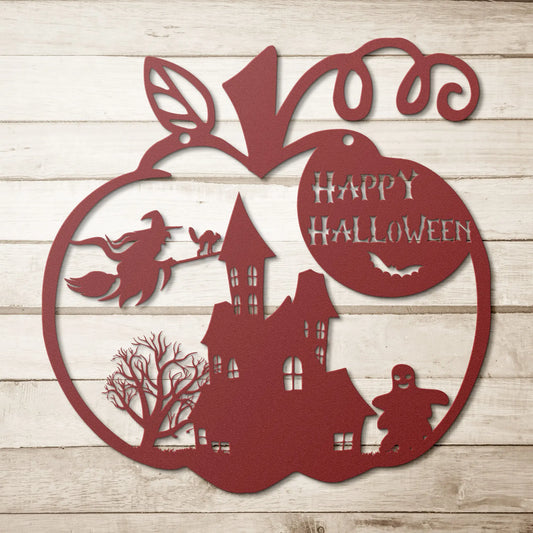 Halloween Metal Sign, Fall Metal Door Sign, Spooky Halloween Wreath teelaunch