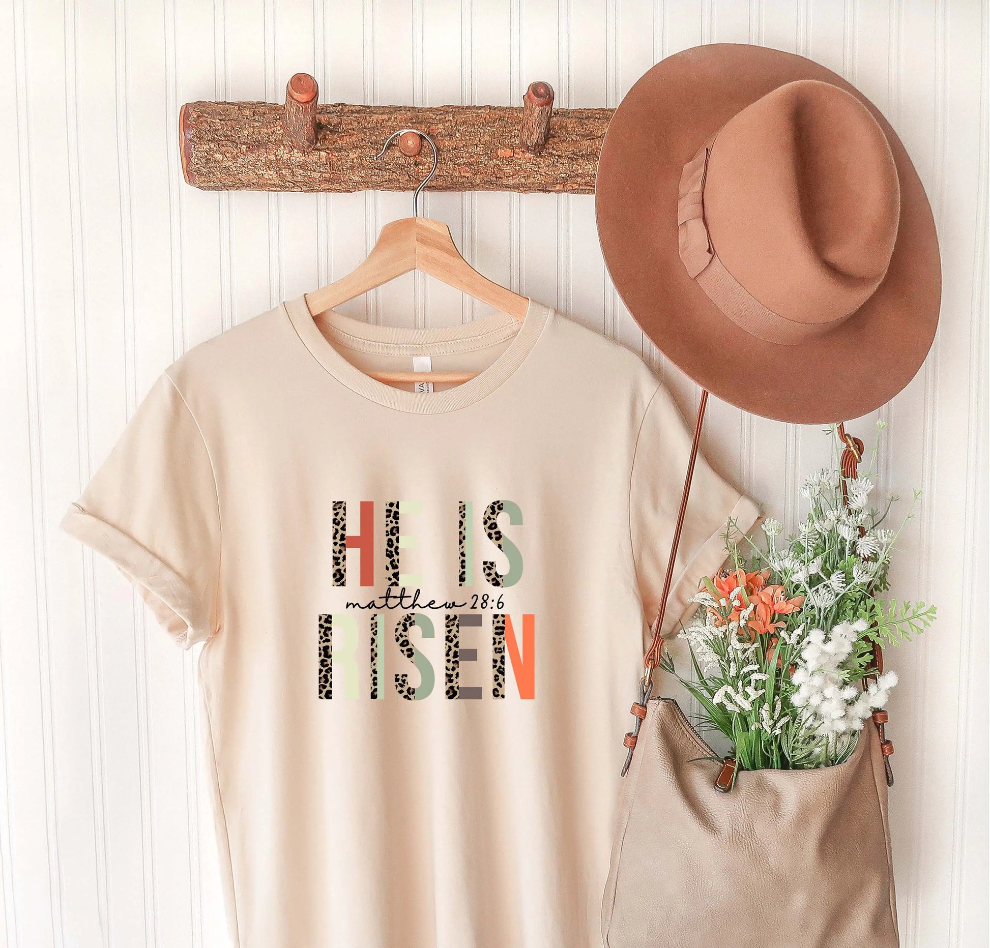 He is Risen Leapord Print Unisex t-shirt, Easter Shirt Amazing Faith Designs
